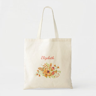 Personalized Floral Tote Bag