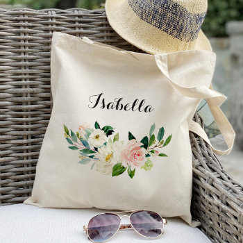 Personalized Floral Tote Bag Bridesmaid by Precious_Presents at Zazzle