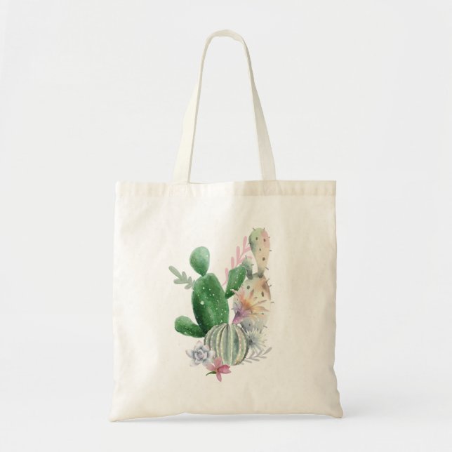 Personalized Floral Tote Bag Cactus (Front)