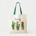 Personalized Floral Tote Bag Cactus at Zazzle