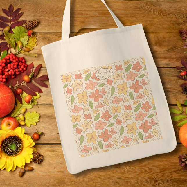 Personalized Floral Tote Bag – Gift for Her (Personalized Floral Tote Bag)