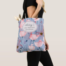Personalized Floral Tote, Soft Aesthetic Design