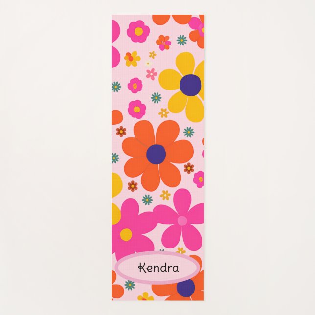Personalized Floral Trendy Patterned Yoga Mat (Front)