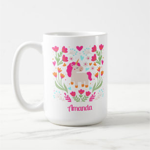 Personalized Floral Unicorn Coffee Mug