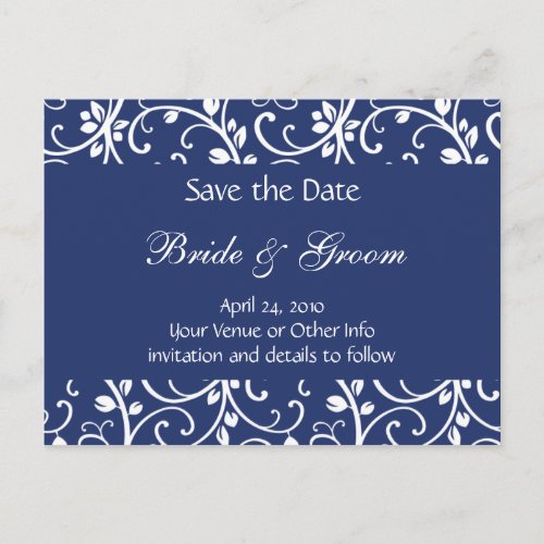 Personalized Floral Vine Save the Date Announcement Postcard