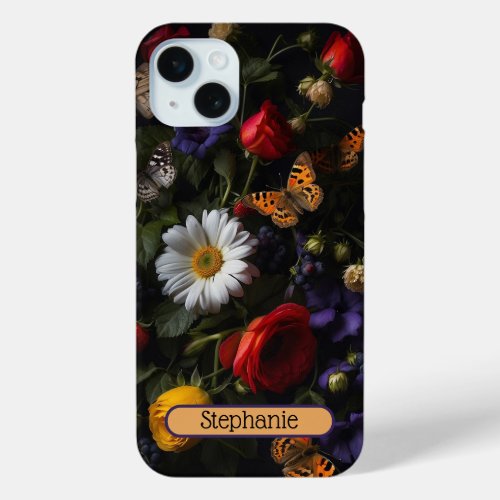 Personalized Floral Vintage Pattern  iPhone 15 Plus Case