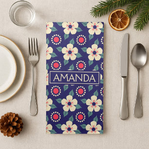 Personalized Floral Vintge Cotton Napkins