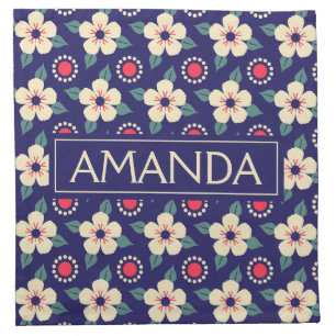 Personalized Floral Vintge Cotton Napkins