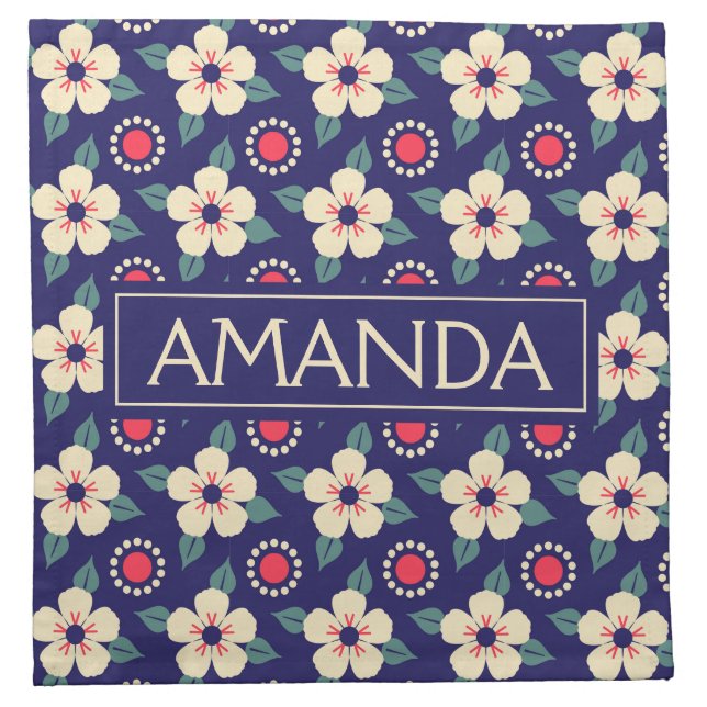 Personalized Floral Vintge Cotton Napkins (Front)