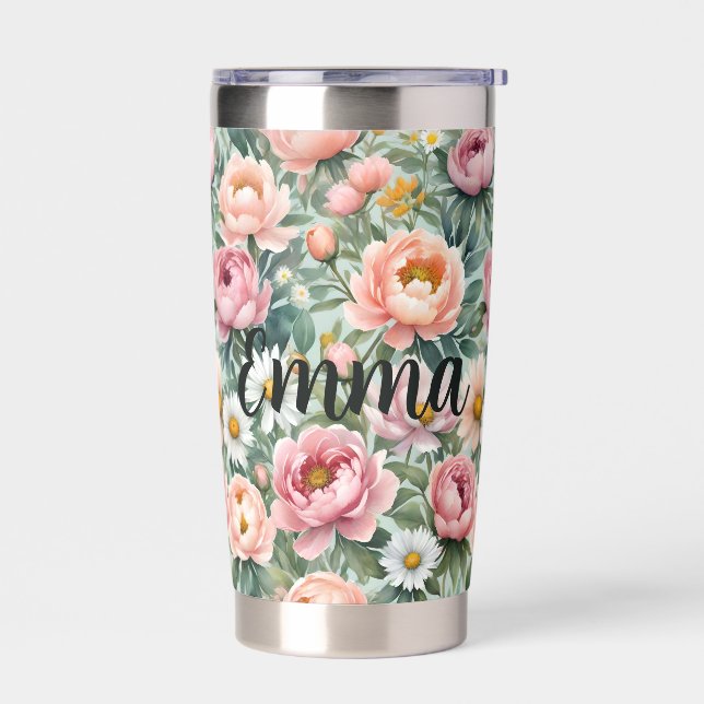Personalized Floral Wallpaper Pattern Insulated Tumbler (Left)