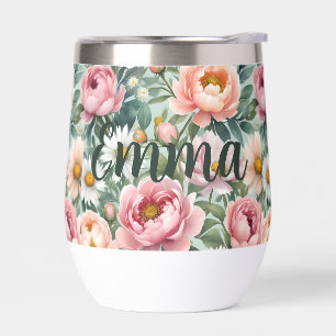 Personalized Floral Wallpaper Pattern Thermal Wine Tumbler