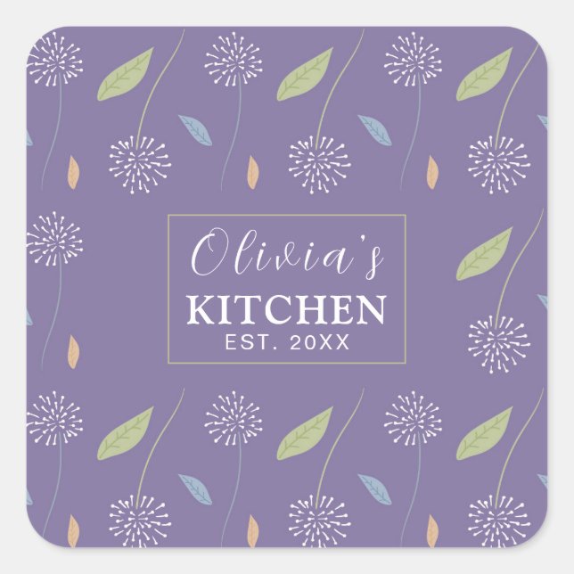 Personalized Floral Wallpaper Square Sticker (Front)