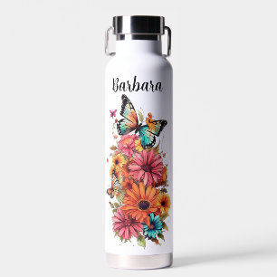Personalized Floral Water Bottle