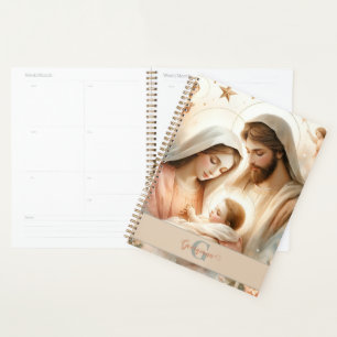 Personalized Floral Watercolor Baby Jesus Nativity Planner