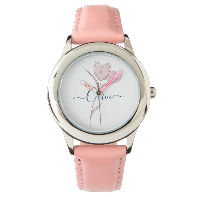 Personalized Floral Watercolor – Custom Name Gift  Watch (Front)