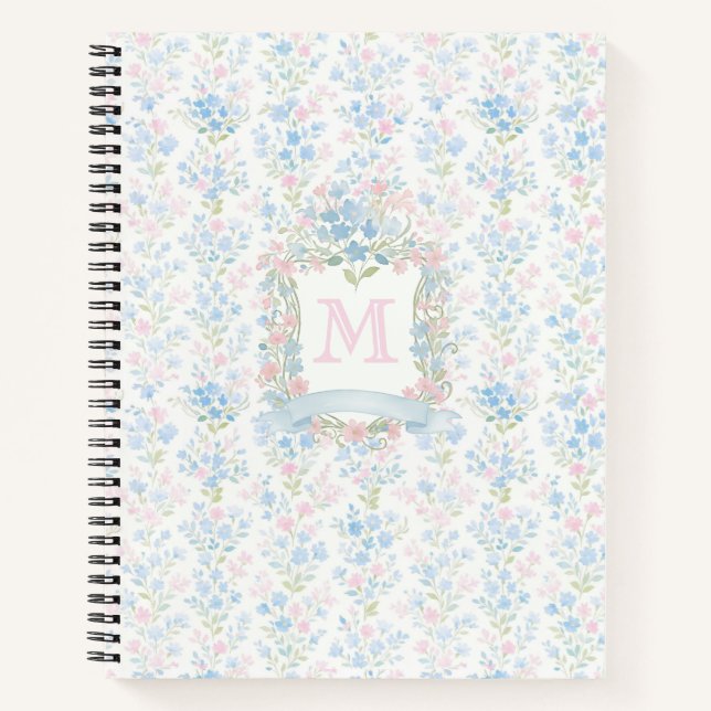Personalized Floral Watercolor Fleece Blanket Notebook (Front)