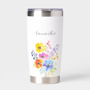 Personalized Floral Watercolor Insulated Tumbler