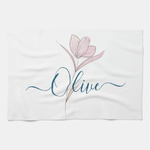 Personalized Floral Watercolor Kitchen Towel