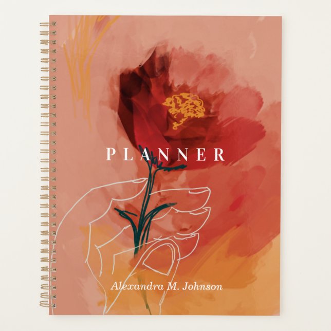 Personalized Floral Watercolor Pretty Abstract Planner (Front)
