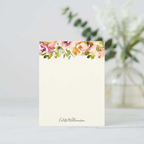 Personalized Floral Watercolor Rustic Country  Note Card