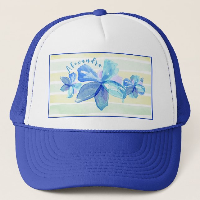Personalized Floral Watercolor Trucker Hat (Front)