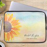 Personalized Floral Watercolor Yoga Instructor Laptop Sleeve<br><div class="desc">This unique Lap Top Sleeve is decorated with a yellow sunflower on a watercolor background. Personalize it with your name and profession. To edit further click the "customize further" link and use the design tool to change text style, colors and size. Because we create our own artwork you won't find...</div>