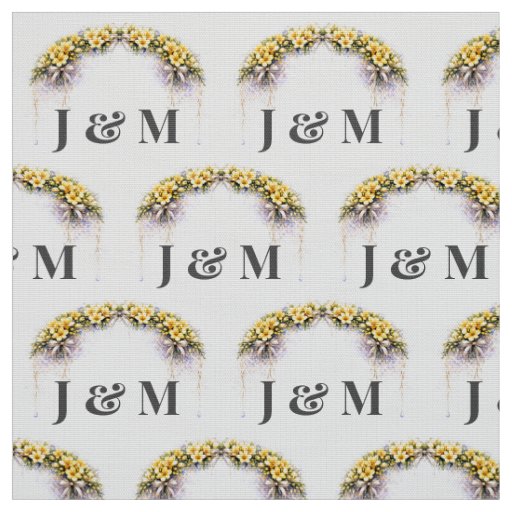 Personalized Floral Wedding Fabric with Monogram
