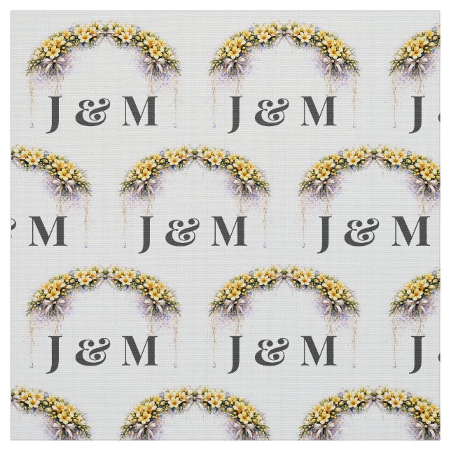 Personalized Floral Wedding Fabric with Monogram (Swatch)