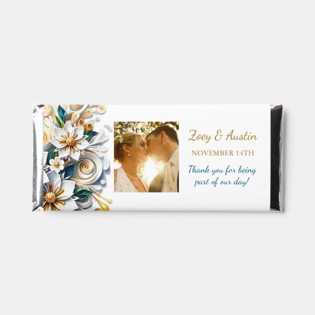 Personalized Floral Wedding Favors Hershey Bar Favors (Front)