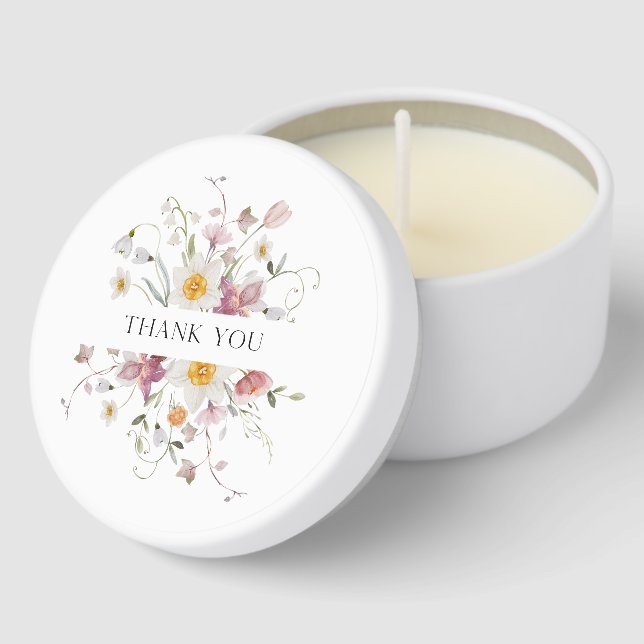 Personalized Floral Wedding Gift Mini Candle Favors (Corner)