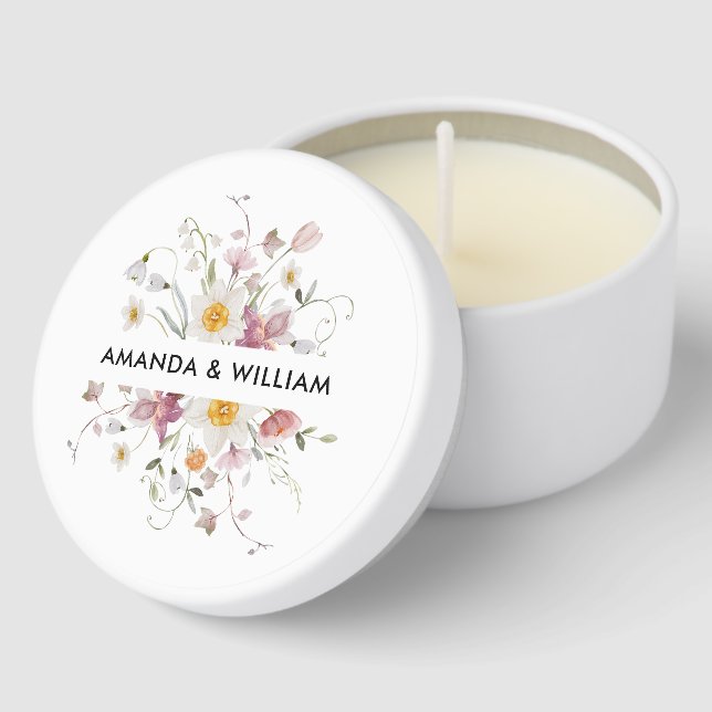 Personalized Floral Wedding Gift Mini Candle Favors (Corner)