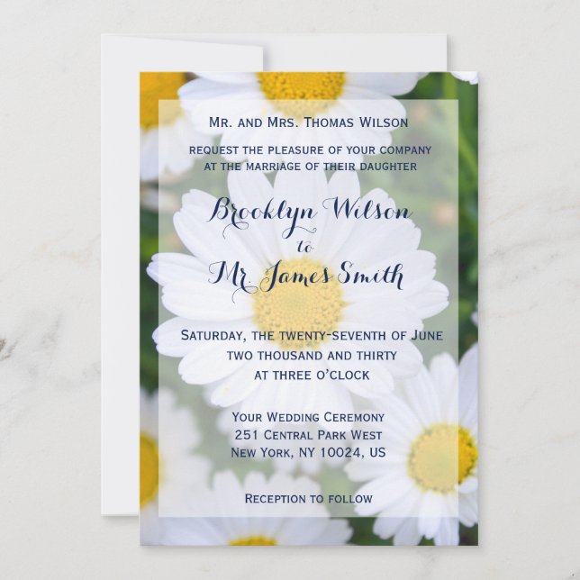 Personalized Floral Wedding Invitations Daisy (Front)