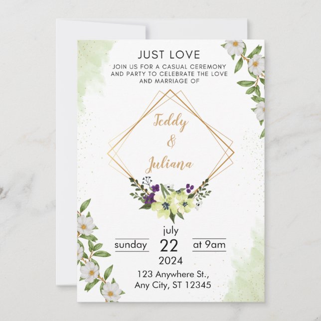 Personalized Floral Wedding Invites, Wedding Invit Invitation (Front)
