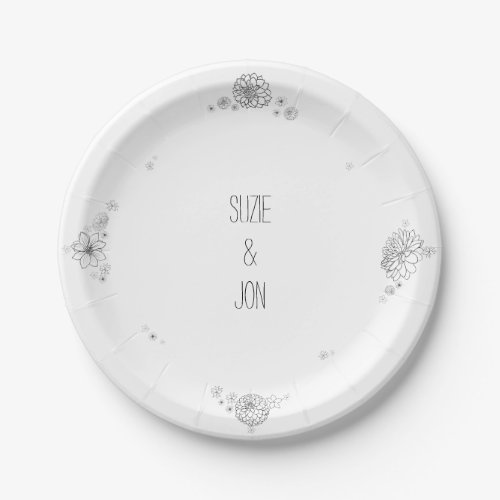 Personalized floral wedding monogramed paper plates