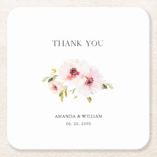 Personalized Floral Wedding Paper Coaster Favor