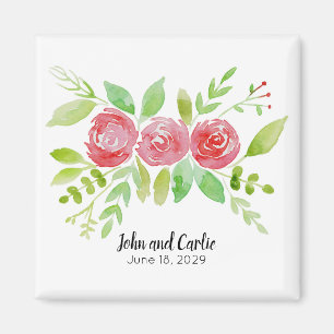 Personalized Floral Wedding Party Favor Magnet