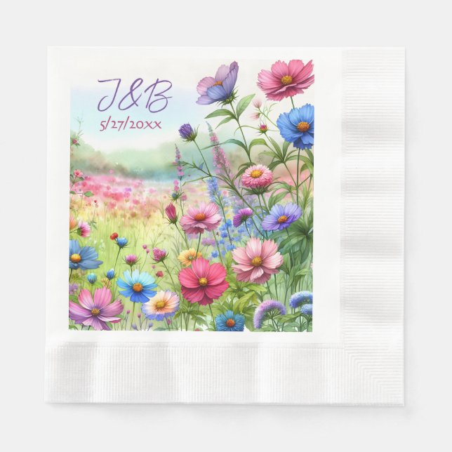 Personalized Floral Wedding Personalized Napkins (Front)