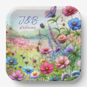 Personalized Floral Wedding Personalized Paper Plates