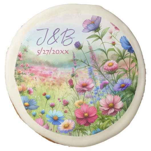 Personalized Floral Wedding Personalized Sugar Cookie (Front)