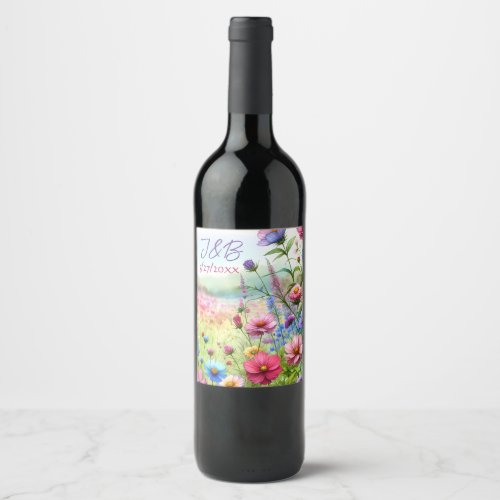 Personalized Floral Wedding Personalized Wine Label