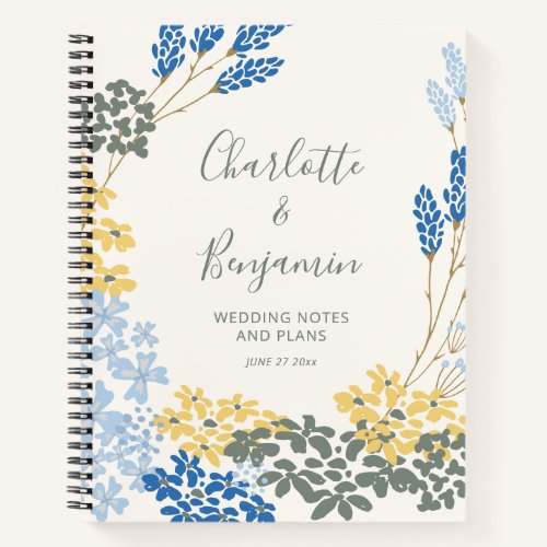 Personalized Floral Wedding Planner Sage Green Notebook