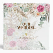 Personalized Floral Wedding Planning Photo Album 3 Ring Binder (Front)