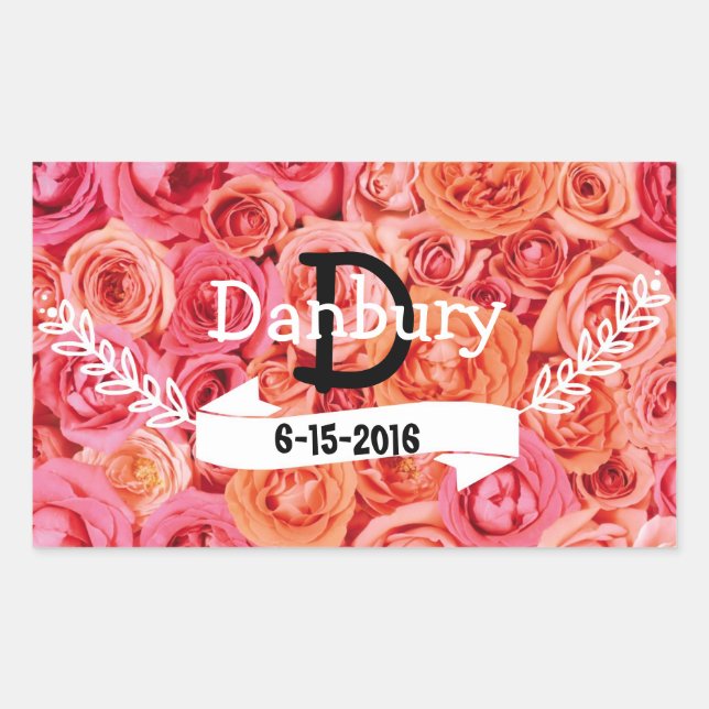 Personalized Floral wedding Rectangular Sticker (Front)