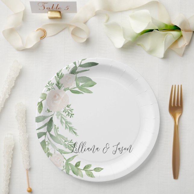 Personalized Floral Wedding Shower Plate (Wedding)