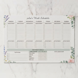Personalized Floral Weekly Desk Planner Pad Habi