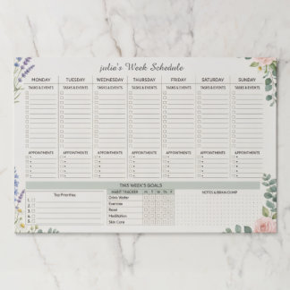 Personalized Floral Weekly Desk Planner Pad | Habi