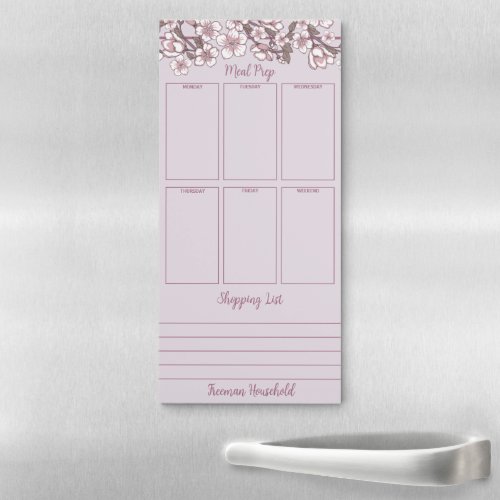 Personalized Floral Weekly Meal Planning Magnetic Notepad