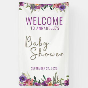 Personalized Floral Welcome Girl Baby Shower Banner