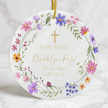 Personalized Floral Wildflower Baptism Photo