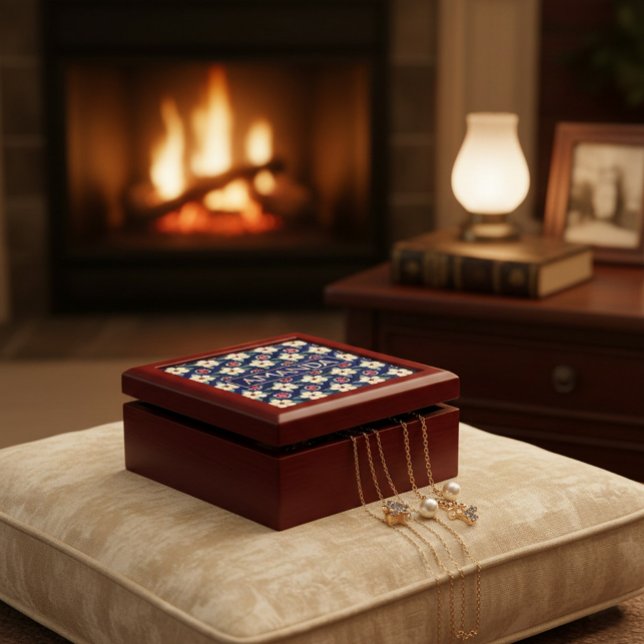 Personalized Floral Wooden Jewelry Keepsake Box  (Creator Uploaded)